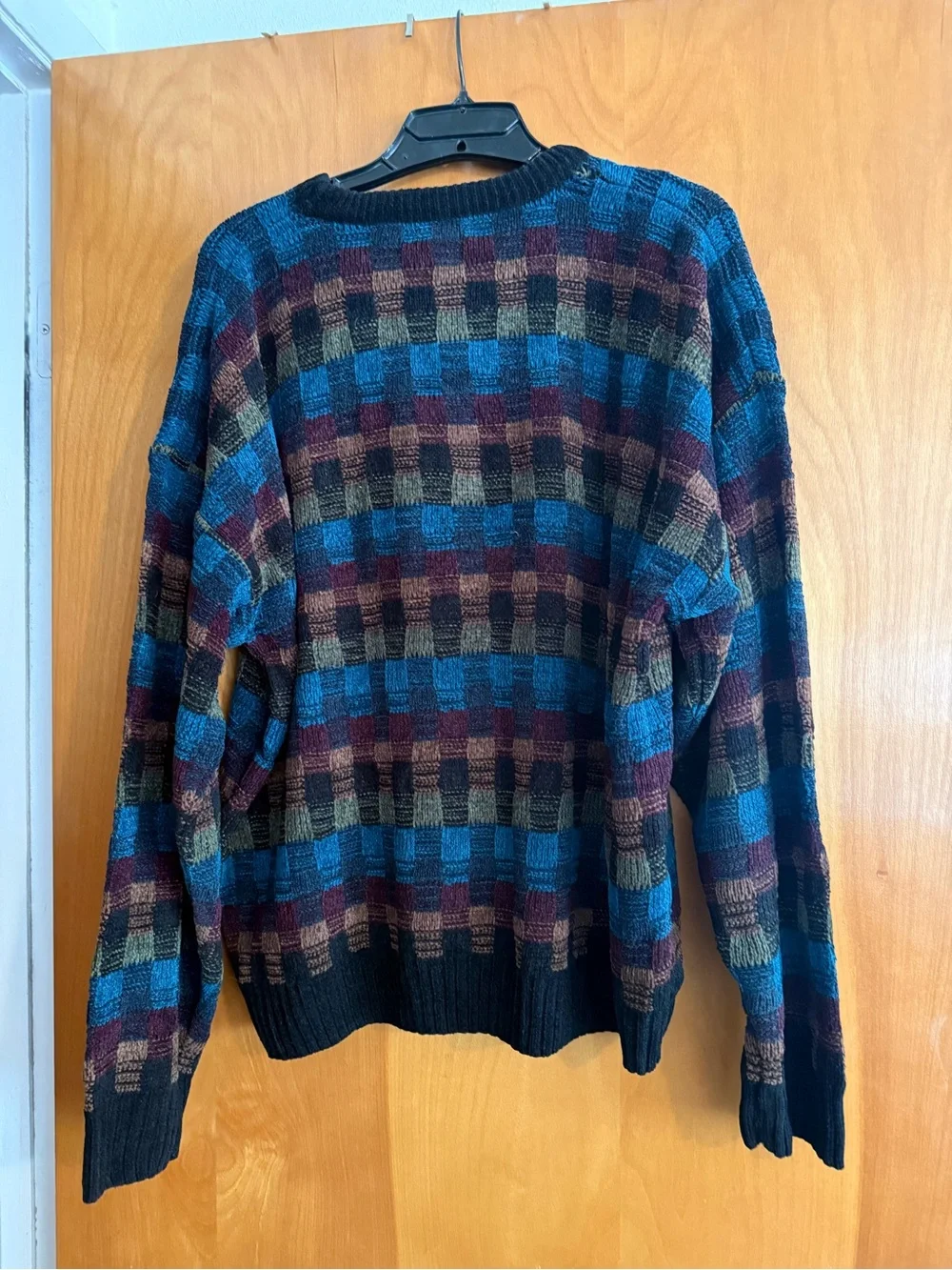 Eddie Bauer Multicolor Check Crewneck Sweater - Blue, Green, Burgundy